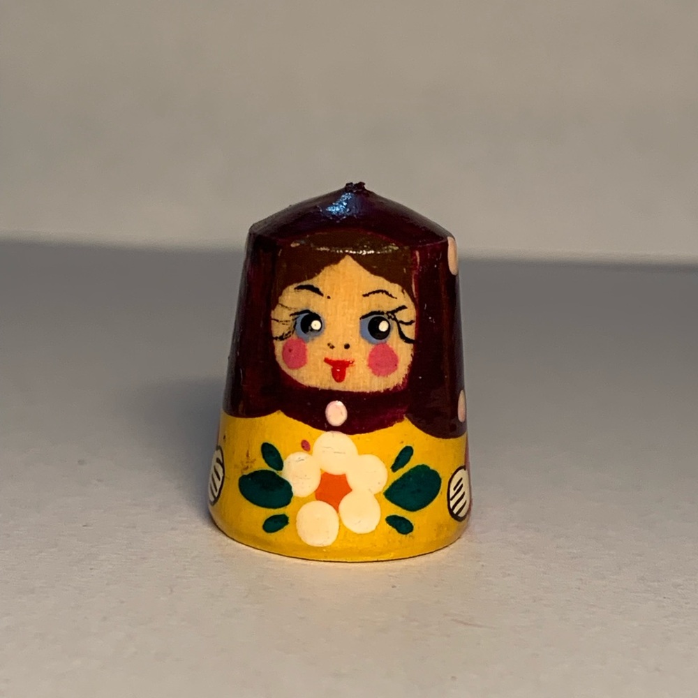 New vintage red matryoshka thimble (shaped)